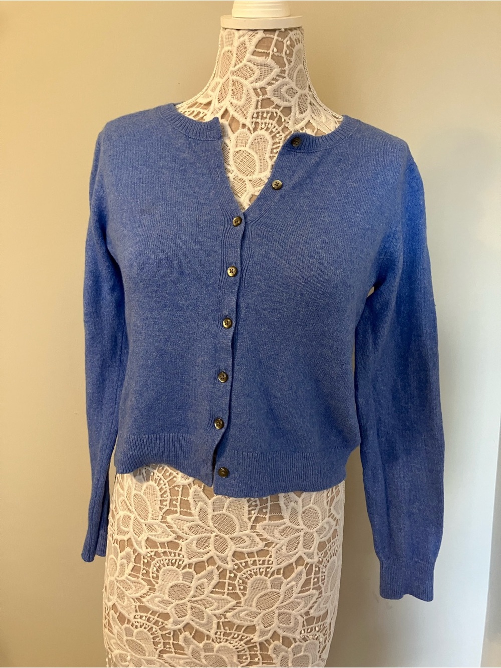 Old Navy Blue Button-Front Crewneck Cardigan